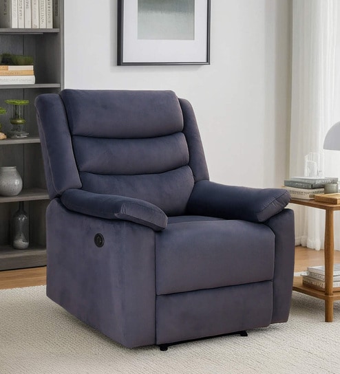 Lamda Fabric 1 Seater Motorised Recliner In Dark Grey Colour