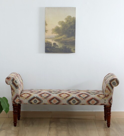 Lamington Sheesham Wood Recamier In Honey Oak Finish
