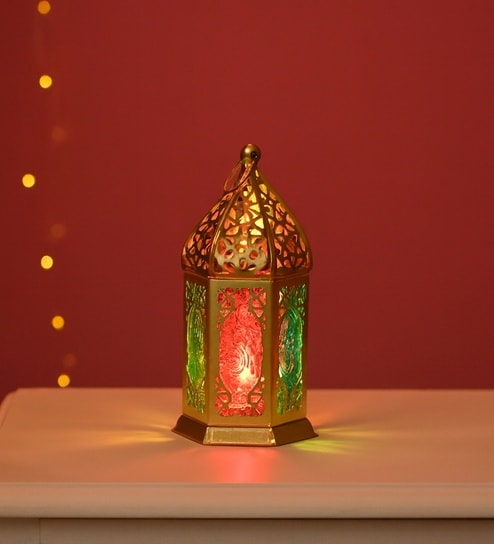 Golden Glossy Metal Moroccan Lantern