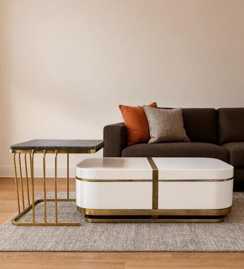 Larayne Faux Marble Coffee Table In PU & Lacquer Die Finish