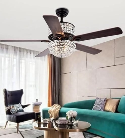 Laro Smart Fan Brown Metal + Crystal , Google & Alexa Remote & App Control
