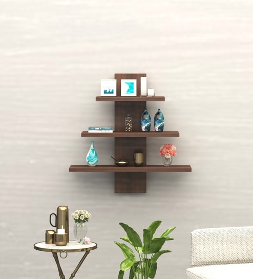 Lary Wall Shelf In Dark Acacia Color