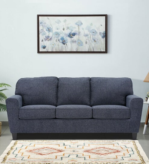 Latina Fabric 3 Seater Sofa in Blue Color