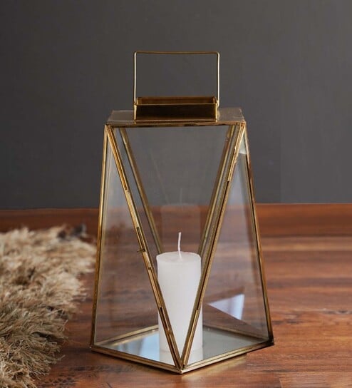 Lattice Lantern Brass Metal Candle Holder