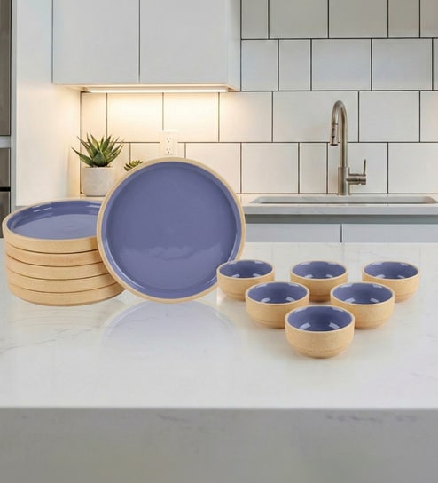 Lavendar And Cream Dinner Set 12 Peices,