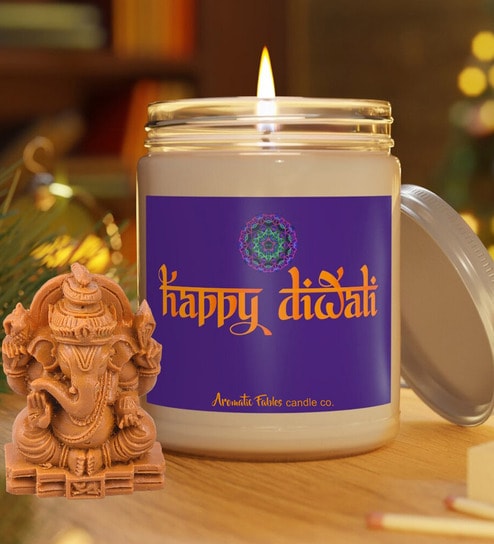 Lavender Aroma White Wax Scented Candles With Ganesha
Idol