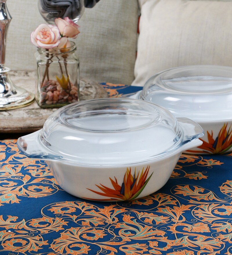 Buy La Opala Diva Flaming Grace Opal Ware 1.2 L Serving Bowl with Glass