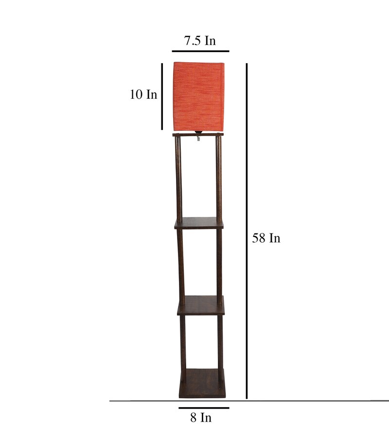 Buy Ladder Lamp In Solid Wood Walnut Polish With Red Shade By Sanded