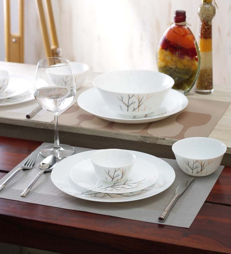 Buy Diva Golden Fall Dinner Set Set of 27 by La Opala Online Opalware Dinner Sets Dinner