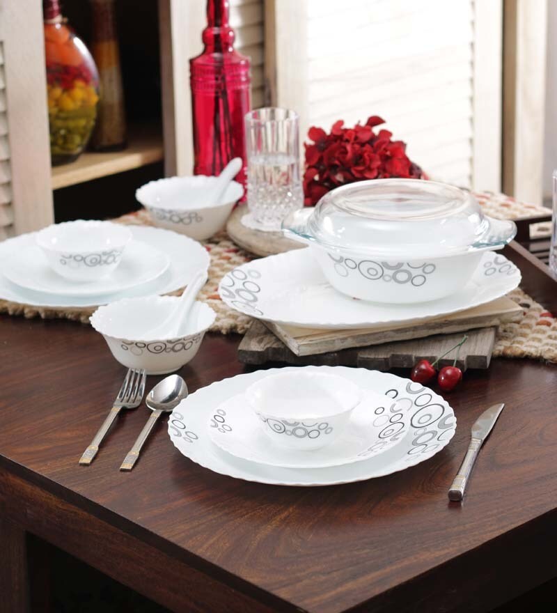 Buy Diva Misty Drop Opalware Dinner Set Set of 35 by La Opala Online Opalware Dinner Sets