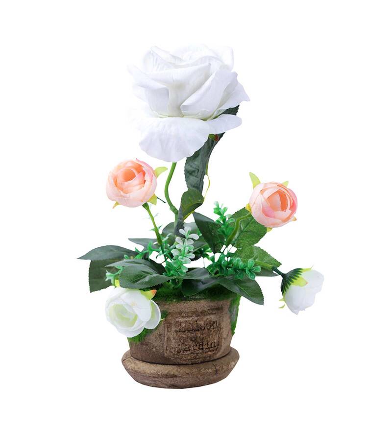Buy Laura White Colour Resin Artificial Flower Pot by A Vintage Affair