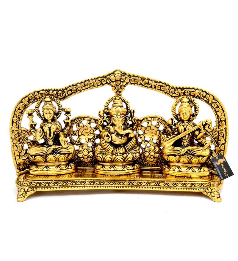 Buy Laxmi Ganesha Saraswati Golden Idol by Handecor Online ...