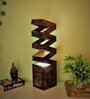 Coffeewalnut Handmade Wooden Tabe Lamp With Geometrical Ladder Fengshu Design