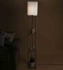 Ladder Lamp In Solid Wood In Antique White Finish With Off White Shade