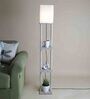 Ladder Lamp In Solid Wood In Antique White Finish With Off White Shade