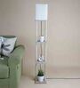 Ladder Lamp In Solid Wood In Antique White Finish With Off White Shade