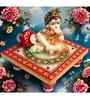 Laddu Gopal | Kanha | Krishna Idol Marble Pooja Chowki  (Multicolor, Pack of 1)