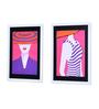 Lady in Hat 3D Set of 2 Pink & Blue Engineered Wood Paintings