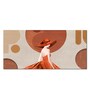 Lady Wearing Orange Hat And Dress Premium Wall Painting