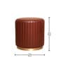 Leather Round Pouffe In Cognac Color
