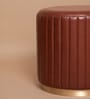 Leather Round Pouffe In Cognac Color