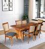 Lafon Solid Wood Dining Set In Charcoal Grey Color