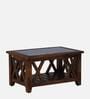 Lagos Z Sheesham Wood L Coffee Table in Scratch Resistant Provincial Teak Finish With Glass Top