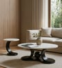 Lajuana Faux Marble Coffee Table In Black Pvd Finish