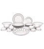 White & Grey Porcelain 33-Piece Dinner Set