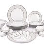White & Grey Porcelain 33-Piece Dinner Set
