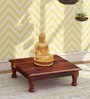 Lakshya Solid Wood Pooja Chowki in Honey Oak Finish