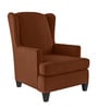 Liban Fabric Wing Chair In Coffee Brown Colour
