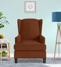 Liban Fabric Wing Chair In Coffee Brown Colour