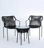 Lanai Steel & Braided Rope Table And Chair Sets In Black Grey Finish