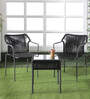 Lanai Steel & Braided Rope Table And Chair Sets In Black Grey Finish
