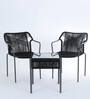 Lanai Steel & Braided Rope Table And Chair Sets In Black Grey Finish