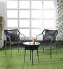 Lanai Steel & Braided Rope Table And Chair Sets In Black Grey Finish