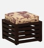 Landen Sheesham Wood Stool In Scratch Resistant Walnut Finish With Floral Print