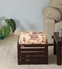 Landen Sheesham Wood Stool In Scratch Resistant Walnut Finish With Floral Print