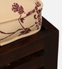 Landen Sheesham Wood Stool In Scratch Resistant Walnut Finish With Floral Print