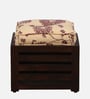 Landen Sheesham Wood Stool In Scratch Resistant Walnut Finish With Floral Print