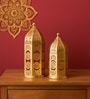 Golden & Red Metal Moroccan Style Domed Lantern Set Of 2