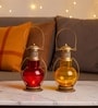 Red & Yellow Metal Leaf Decorative Table Lanterns
