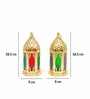 Golden & Green Metal Moroccan Lantern Set Of 2