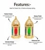 Golden & Green Metal Moroccan Lantern Set Of 2