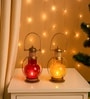 Red & Yellow Metal Leaf Decorative Table Lanterns