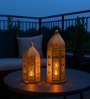 White Metal Moroccan Lantern Set Of 2
