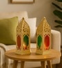 White & Pink Metal Moroccan Domed Lantern Set Of 2