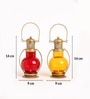 Red & Yellow Metal Leaf Decorative Table Lanterns