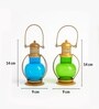 Blue & Green Metal Lantern Candle Holder Set Of 2
